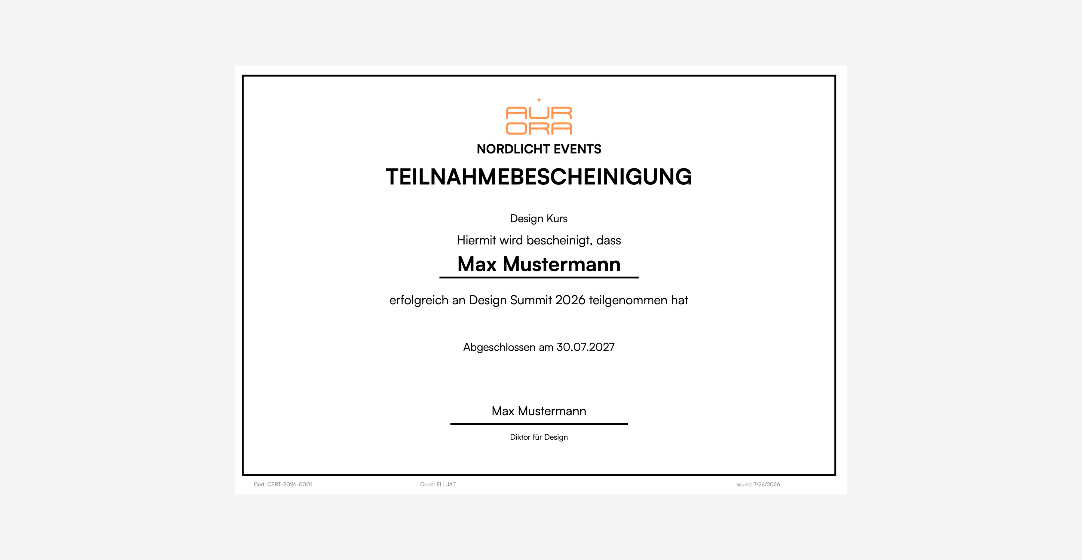 Participation and completion certificates