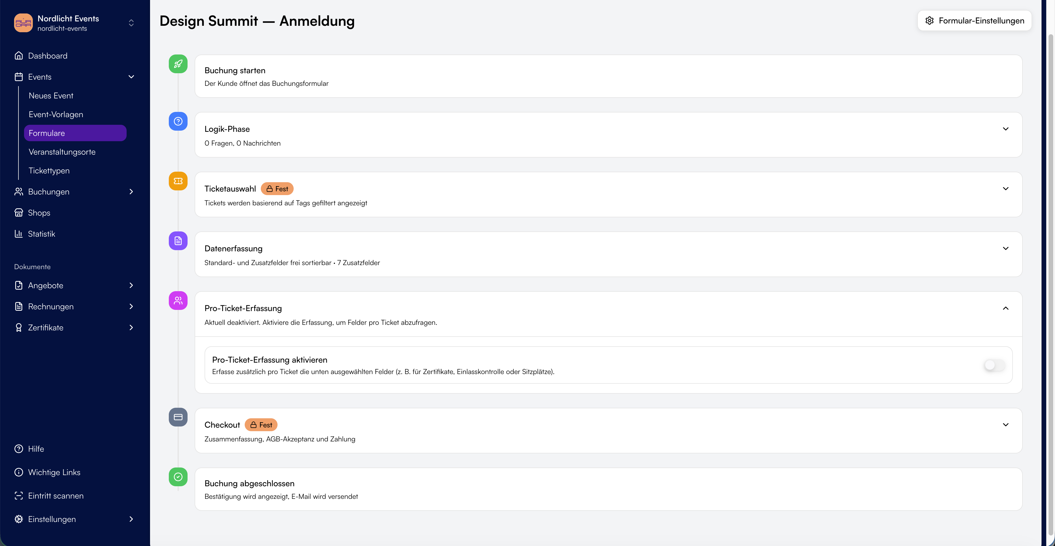 Timeline editor for the booking flow