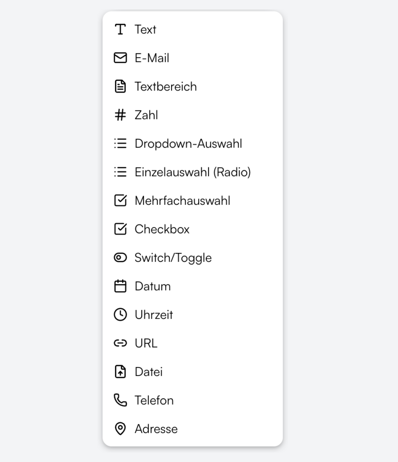 Standard fields, custom fields and conditions