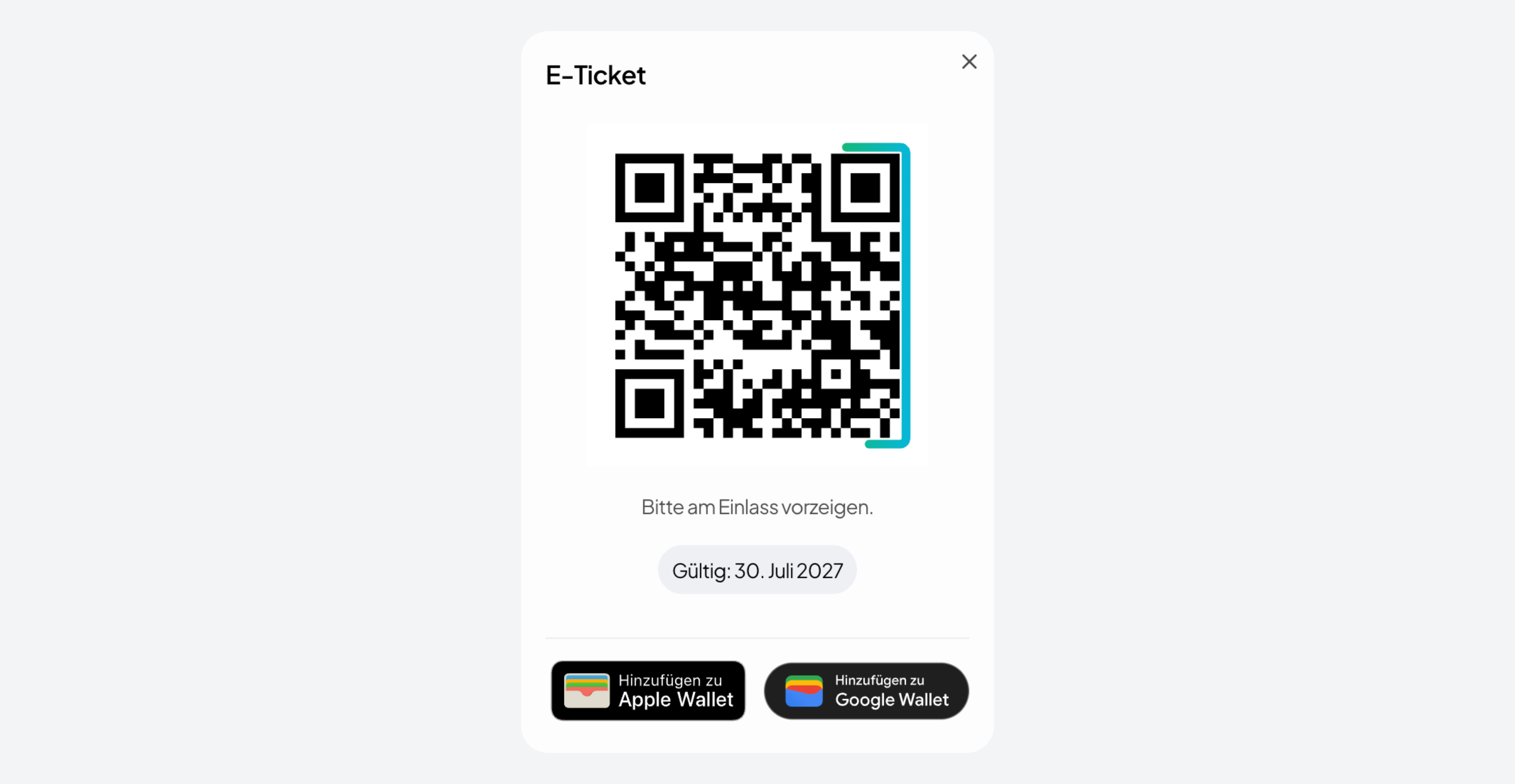 QR code in the booking view